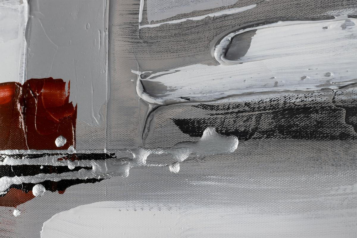 ACRYLBILD HANDGEMALT 150/50 cm - Weiß/Grau, Holz/Textil (150/50cm) - KUNSTLOFT