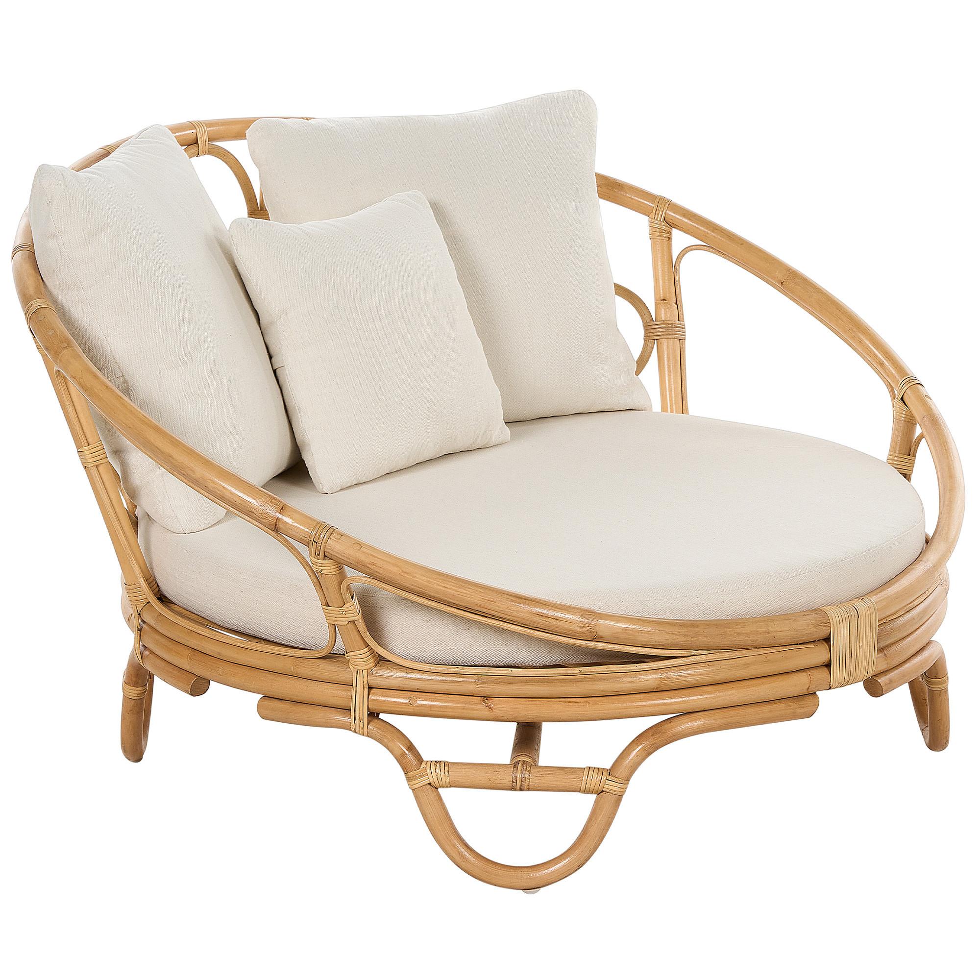 SONNENINSEL Rattan natürlich Auflagen beige ROSSANO - Beige/Naturfarben, Naturmaterialien (112/71/110cm)