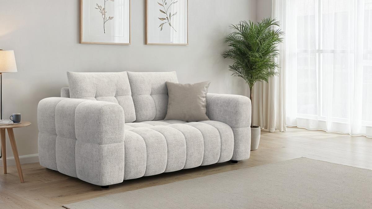 SOFA CLOUDI 2-Sitzer, creme - Creme/Schwarz, Holz/Textil (181/89/104cm) - Wozimo