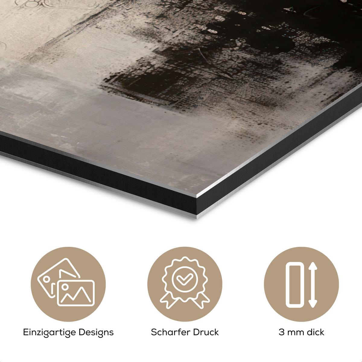 METALLBILD Abstrakt - Kunst - Grau 80x120 cm - Hellgrau, Metall (80/120cm) - MuchoWow