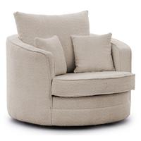 DREHSESSEL Ted aus Beige Boucle-Stoff - Beige/Schwarz, Holz/Textil (107/94/100cm) - S-Style Möbel