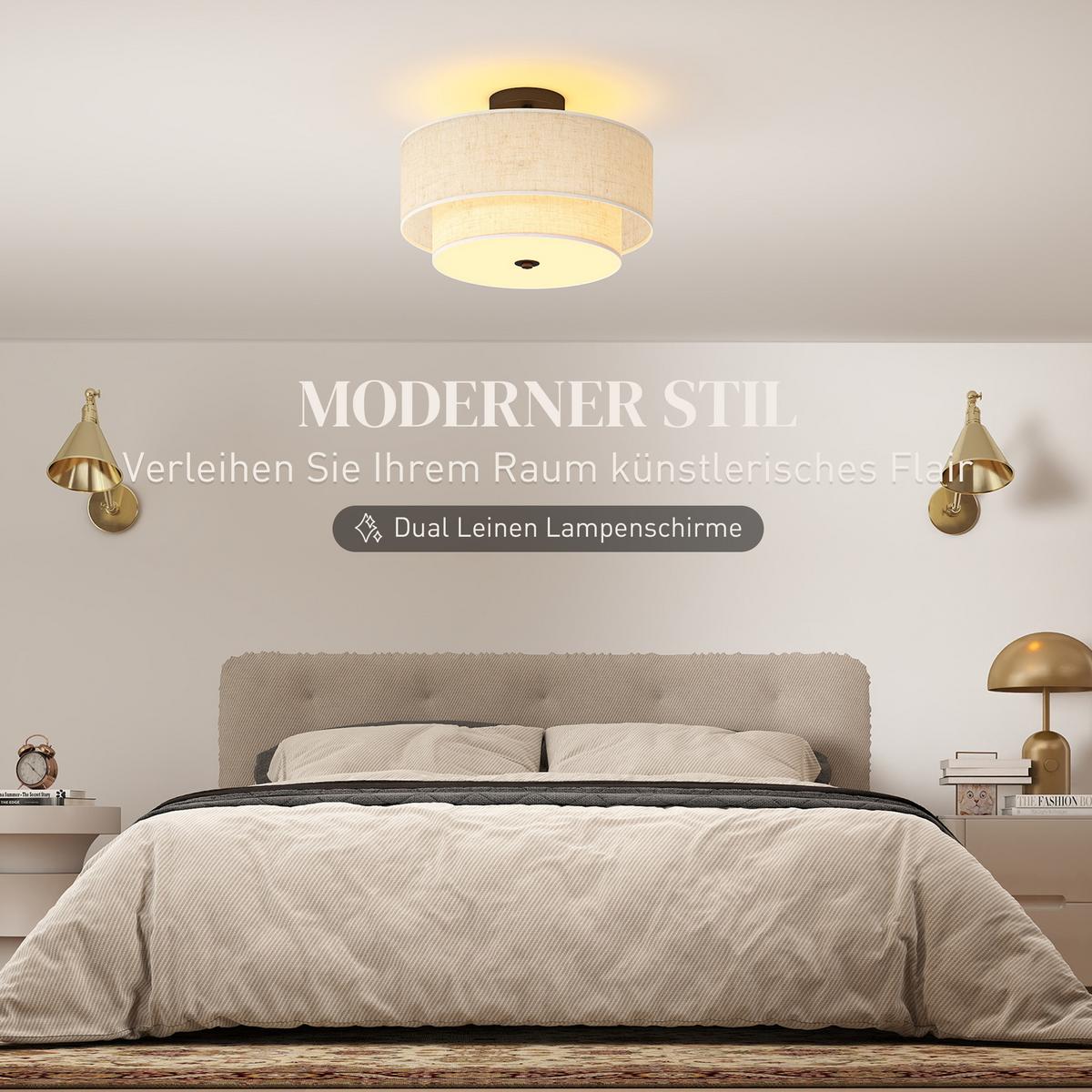 DECKENLEUCHTE Hängend mit 3 x E14 Fassung Creme - Creme, Metall (40/40/26cm) - HOMCOM