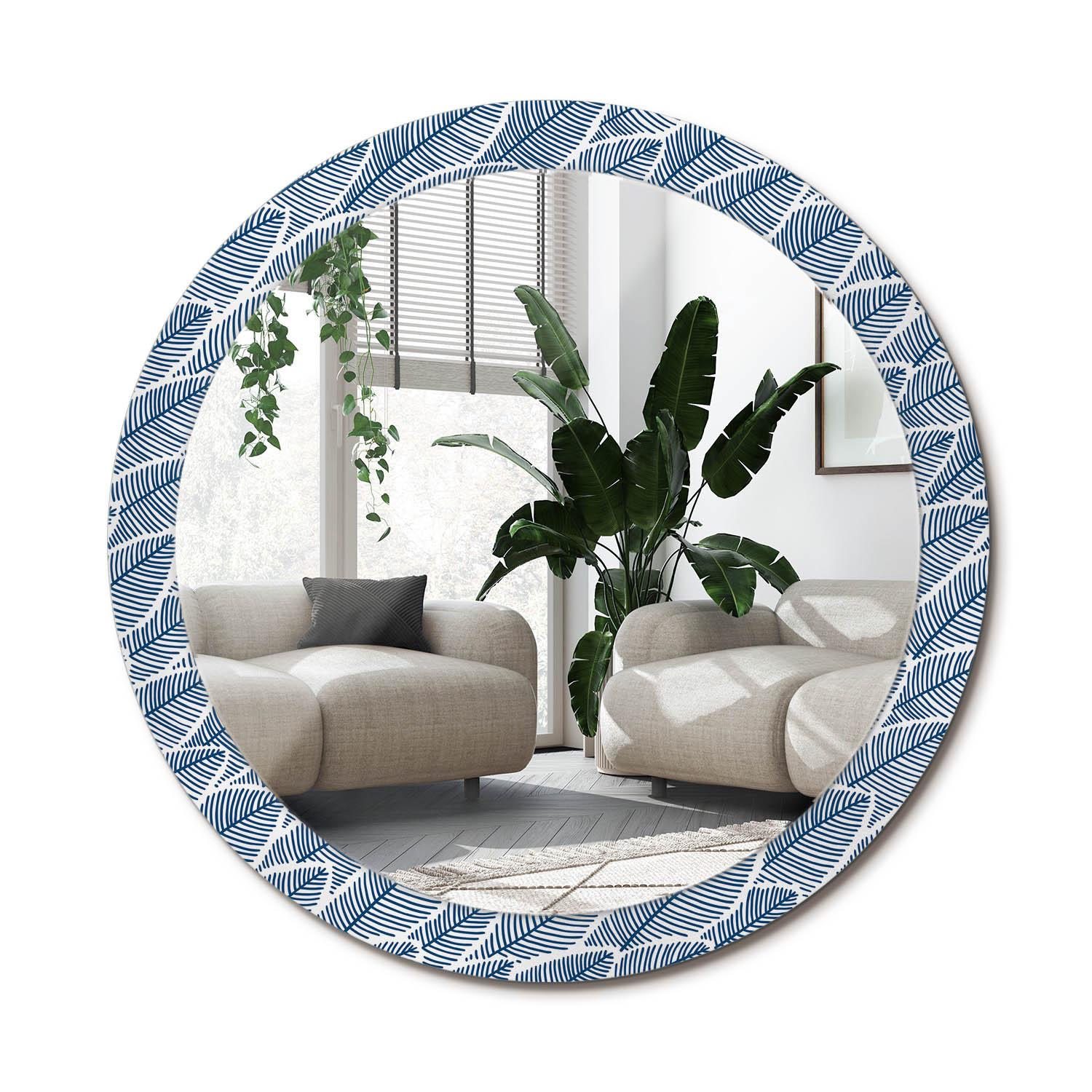 SPIEGEL Rund Ø 90 cm mit Aufdruck - Blau, Glas (90/90/0.4cm) - Wallfluent