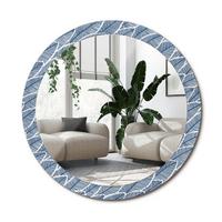 SPIEGEL Rund Ø 90 cm mit Aufdruck - Blau, Glas (90/90/0.4cm) - Wallfluent