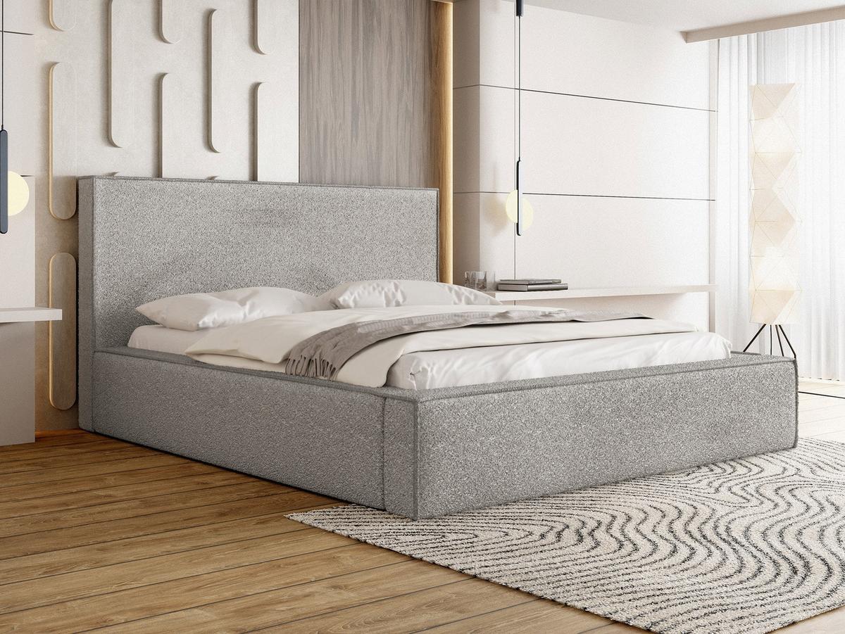 POLSTERBETT Terra mit Bettkasten, Grau Boucle 120x200 cm - Birkefarben/Hellgrau, Holzwerkstoff/Kunststoff (120/200cm) - WFL GROUP