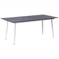 GARTENTISCH 180/90 cm Steinoptik Grau Tolentino - Weiß, Kunststoff (180/90/75cm) - Beliani