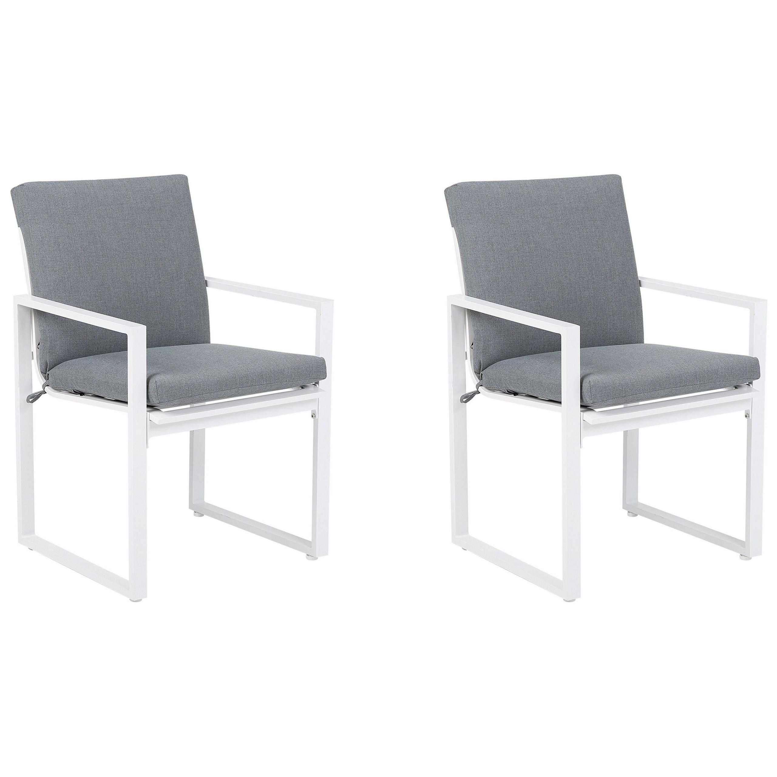 GARTENSTUHL 2er-Set Metall Grau Pancole - Grau, Textil (54/89/51cm) - Beliani