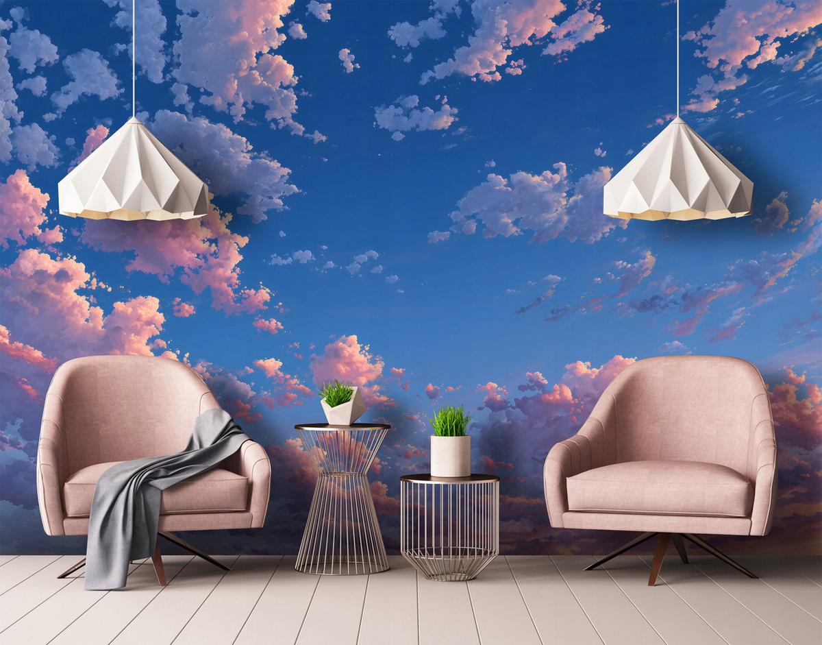 FOTOTAPETE Wolken Himmel Blau 350x250 cm - Multicolor, Papier (350/250cm) - Wallarena
