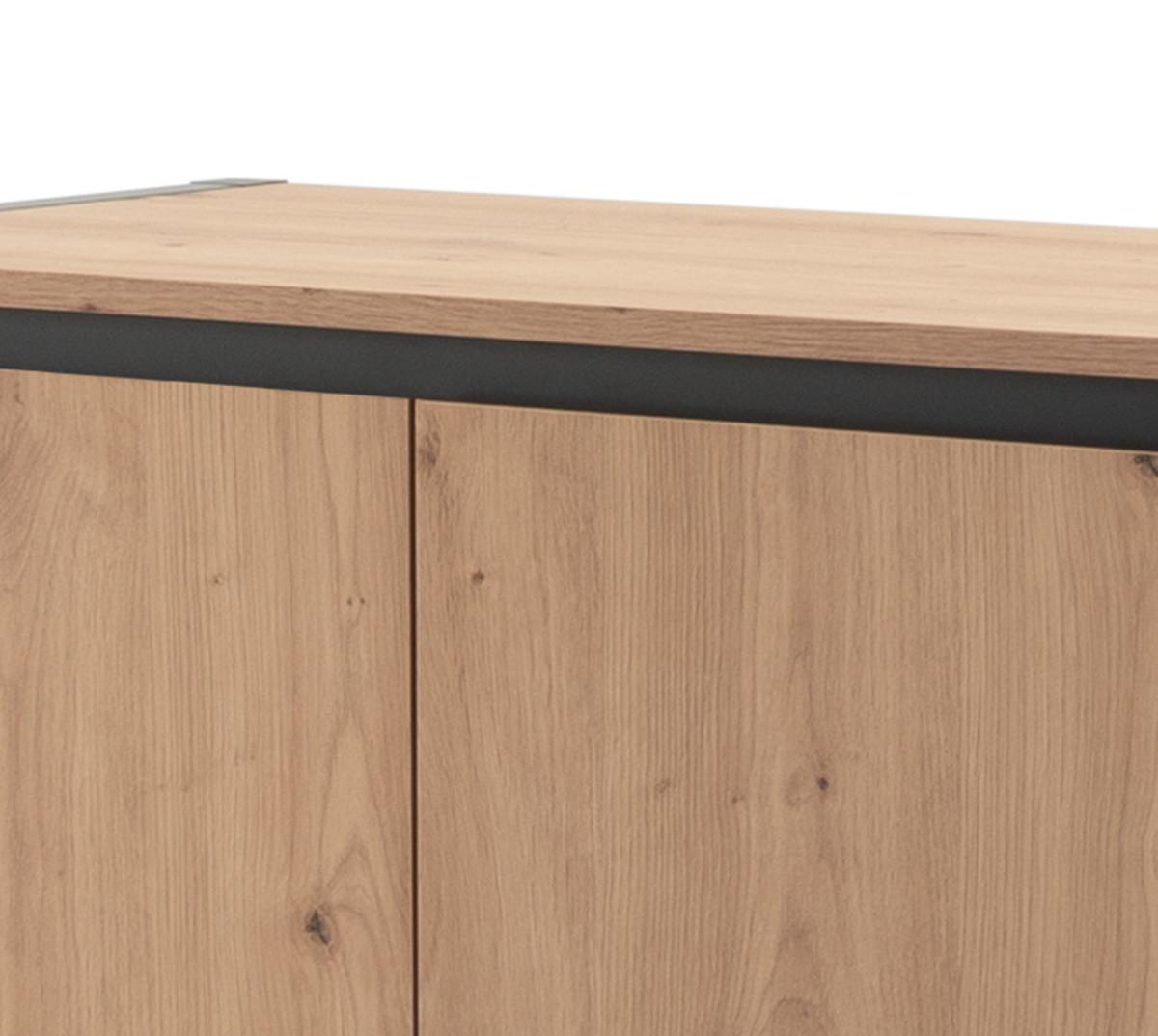 KOMMODE Artisan Eiche, anthrazit, Industrial Design 80 x 88 cm, Anrichte 2-türig - Anthrazit/Eiche Artisan, Holzwerkstoff (80/88/40cm) - Furn.Design
