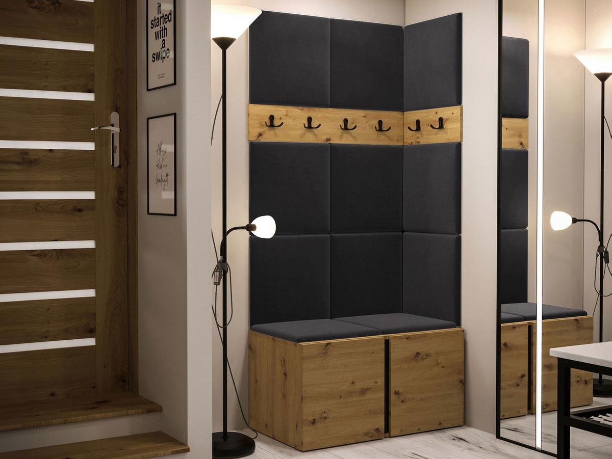 GARDEROBEN-SET Orion I - Anthrazit/Eiche Artisan, Holzwerkstoff/Kunststoff (84/186/46cm) - MIRJAN24
