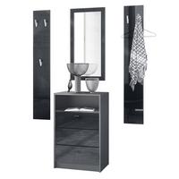 GARDEROBE Pino Schwarz Hochglanz - Schwarz Hochglanz, Holzwerkstoff (135/190/36cm) - Vladon