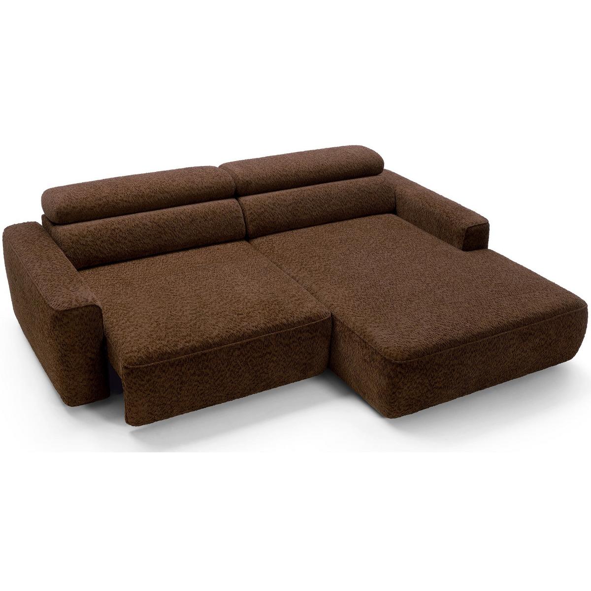 ECKSOFA Fando Braun Chenille - Schwarz/Braun, Kunststoff/Textil (182/252cm) - Selsey