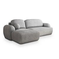 ECKSOFA MODENZA N L-S Hellgrau Boucle-Stoff mit Schlaffunktion - Hellgrau/Schwarz, Holz/Kunststoff (266/148cm) - MASSENO