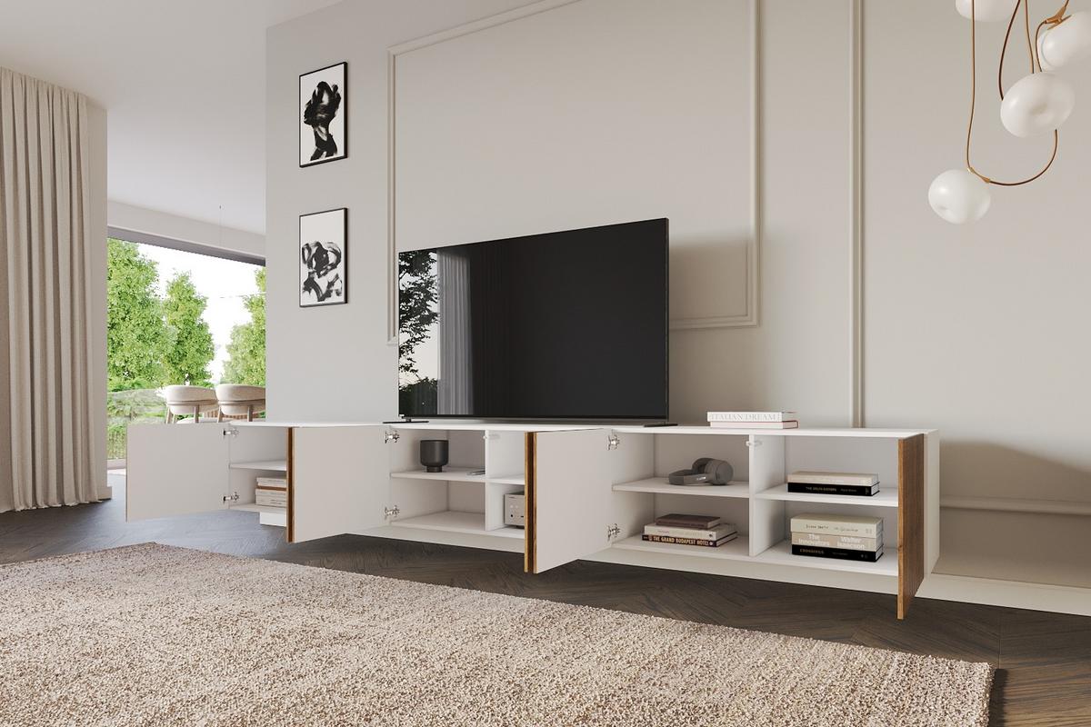 LOWBOARD KITO-W 3x100x40x40 cm - Weiß / Katania - Eiche Wotan/Weiß, Holzwerkstoff (300/40/40cm) - ALTDECOR
