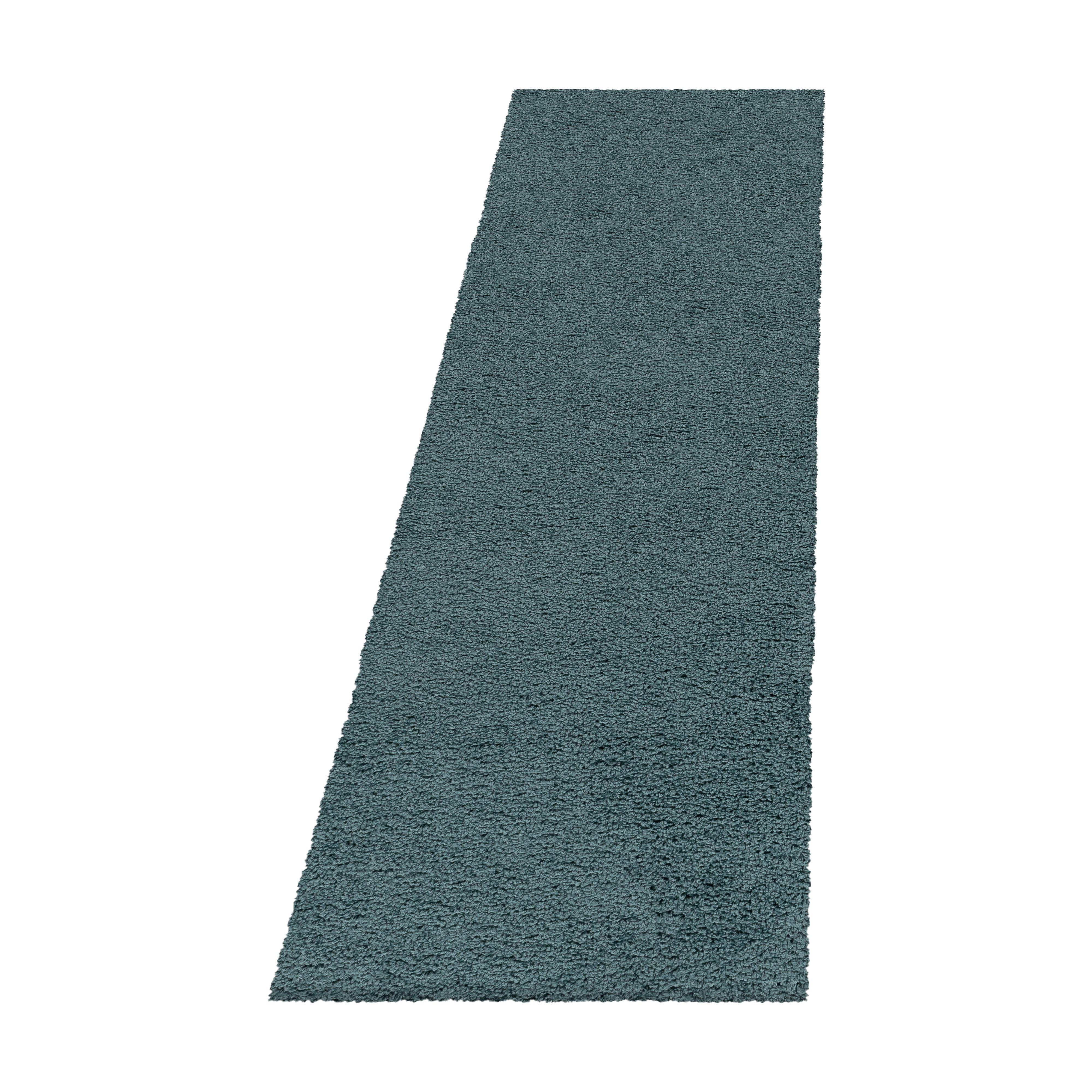 TEPPICH Hochflor SPREE in Türkis, einfarbig, 80 x 250 cm - Blau, Textil (80/250cm) - KADIMA DESIGN