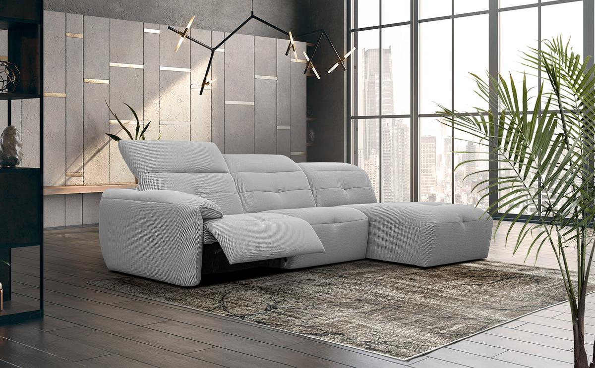 ECKSOFA TRENTO 4-Sitzer mit 1 Relaxfunktion, grau - Schwarz/Grau, Holzwerkstoff/Kunststoff (262/165cm) - Wozimo