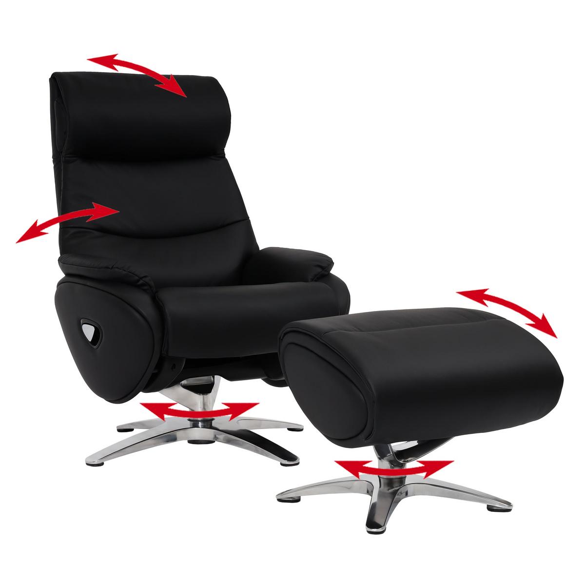RELAXSESSEL MIT HOCKER Schwarz - Schwarz, Textil (117/110/77cm) - MCW