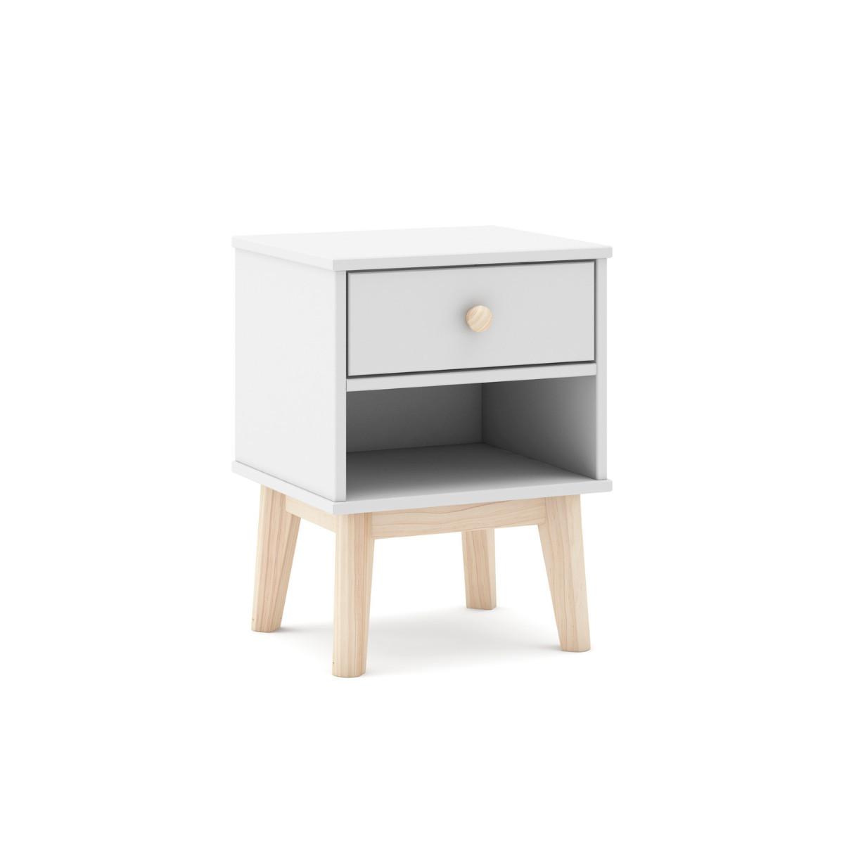 NACHTTISCH mit 1 Schublade und 1 offener Nische, L40 cm 35/40/53,1 cm - Weiß, Holzwerkstoff (35/53.1/40cm) - Calicosy