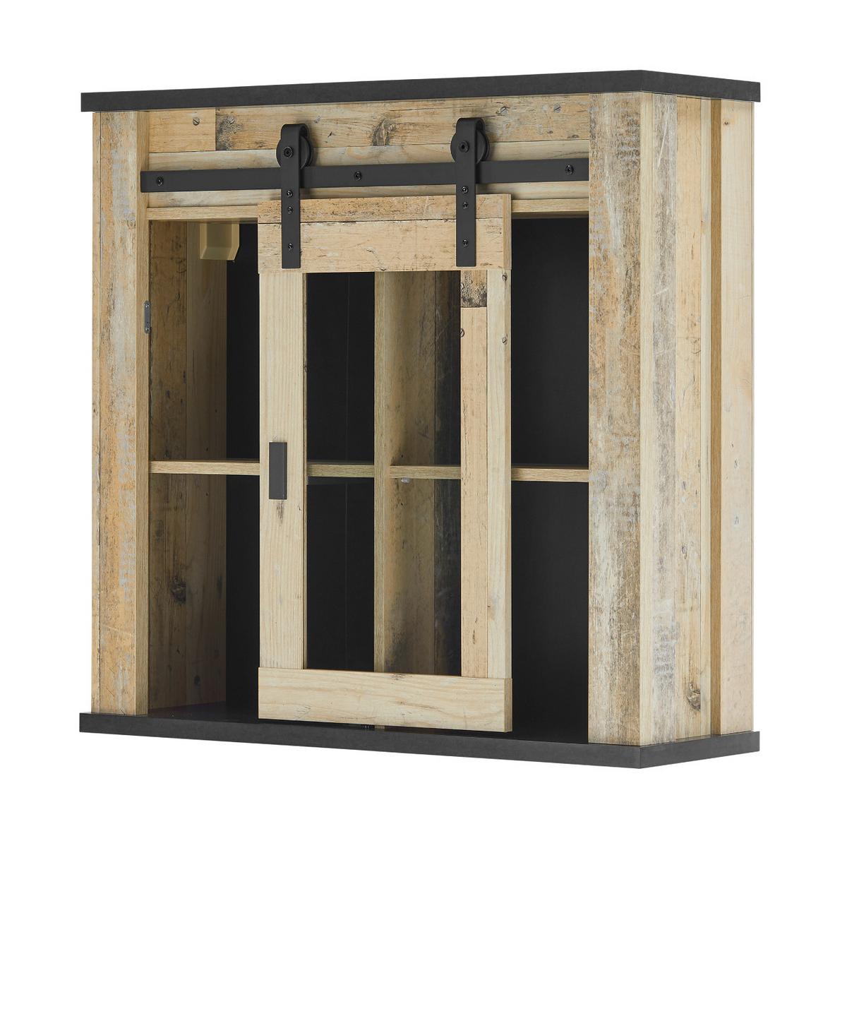 KÜCHENZEILE in Used Wood, anthrazit 204 cm, Küchenschrank Set mit Soft-Close - Anthrazit/Schwarz, Glas/Holzwerkstoff (264/200/64cm) - Furn.Design
