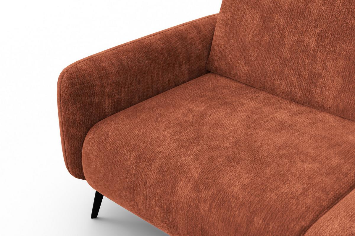 SOFA FEBE 3-Sitzer, rostroter Chenille-Stoff - Rostfarben/Schwarz, Holz/Textil (190/82/96cm) - Wozimo