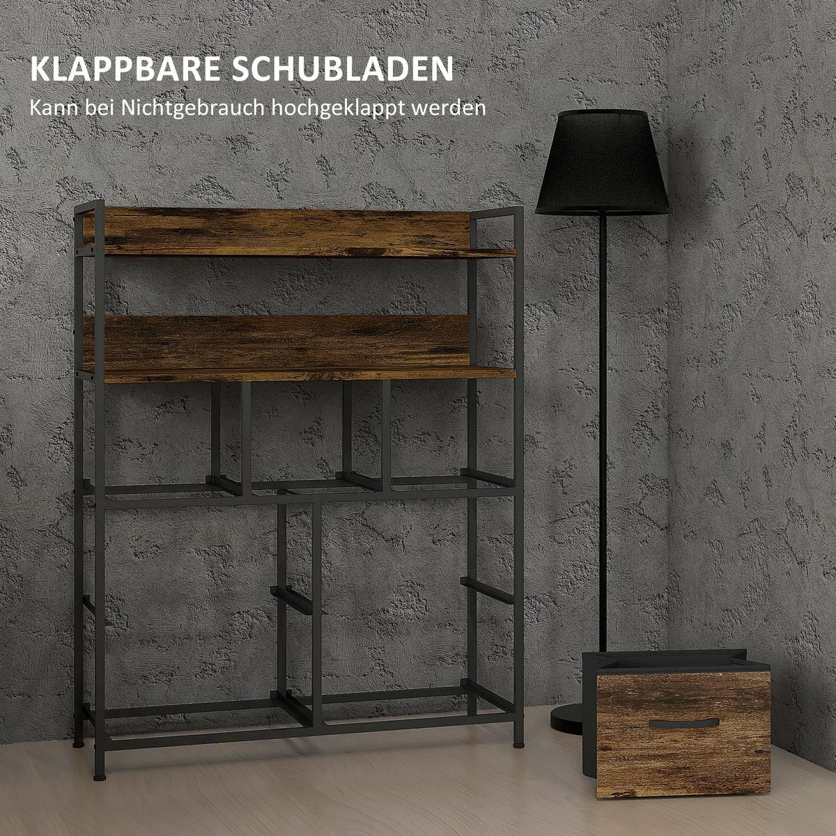 KOMMODE aus Stoff mit 7 Schubladen, Rustikal-Braun - Braun, Textil (29/101/79cm) - HOMCOM