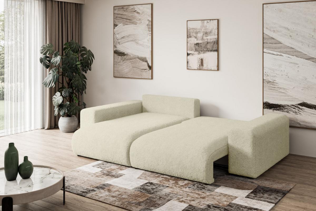 ECKSOFA Ottomane links ESKAR-L 266x176x72 Creme Bouclé - Creme/Haselnussfarben, Holzwerkstoff/Kunststoff (266/176cm) - ALTDECOR