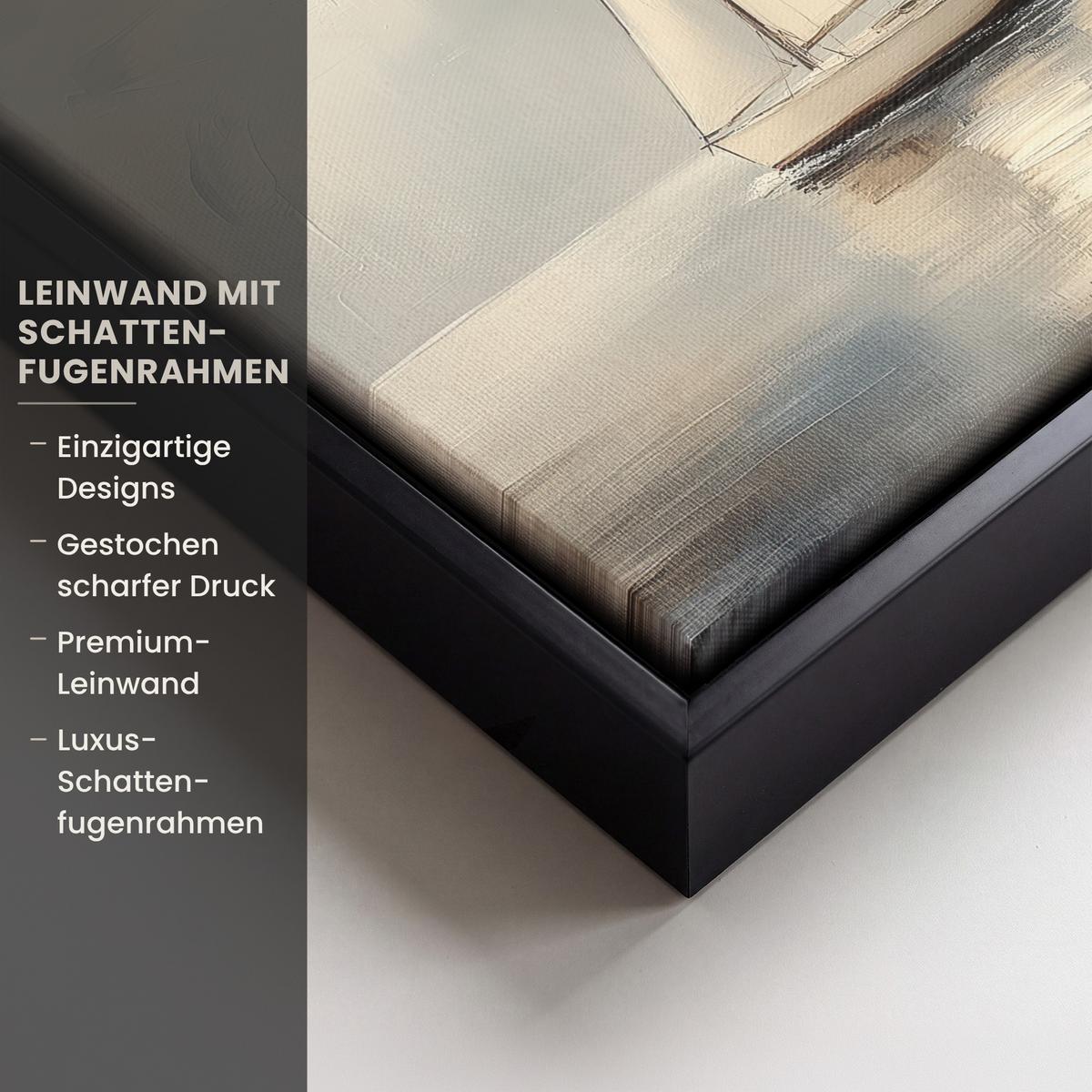 LEINWAND Bilder mit Rahmen - Segelschiff - Meer - Bewölkt - 20x20 - Creme, Textil (20/20cm) - MuchoWow