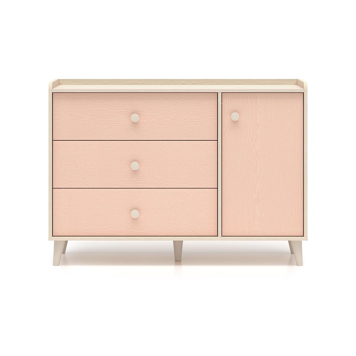 KINDERKOMMODE Alycia Beige - Korallenrosa - Holzeffekt - Pink, Holz (120/85/40cm) - Petits-meubles