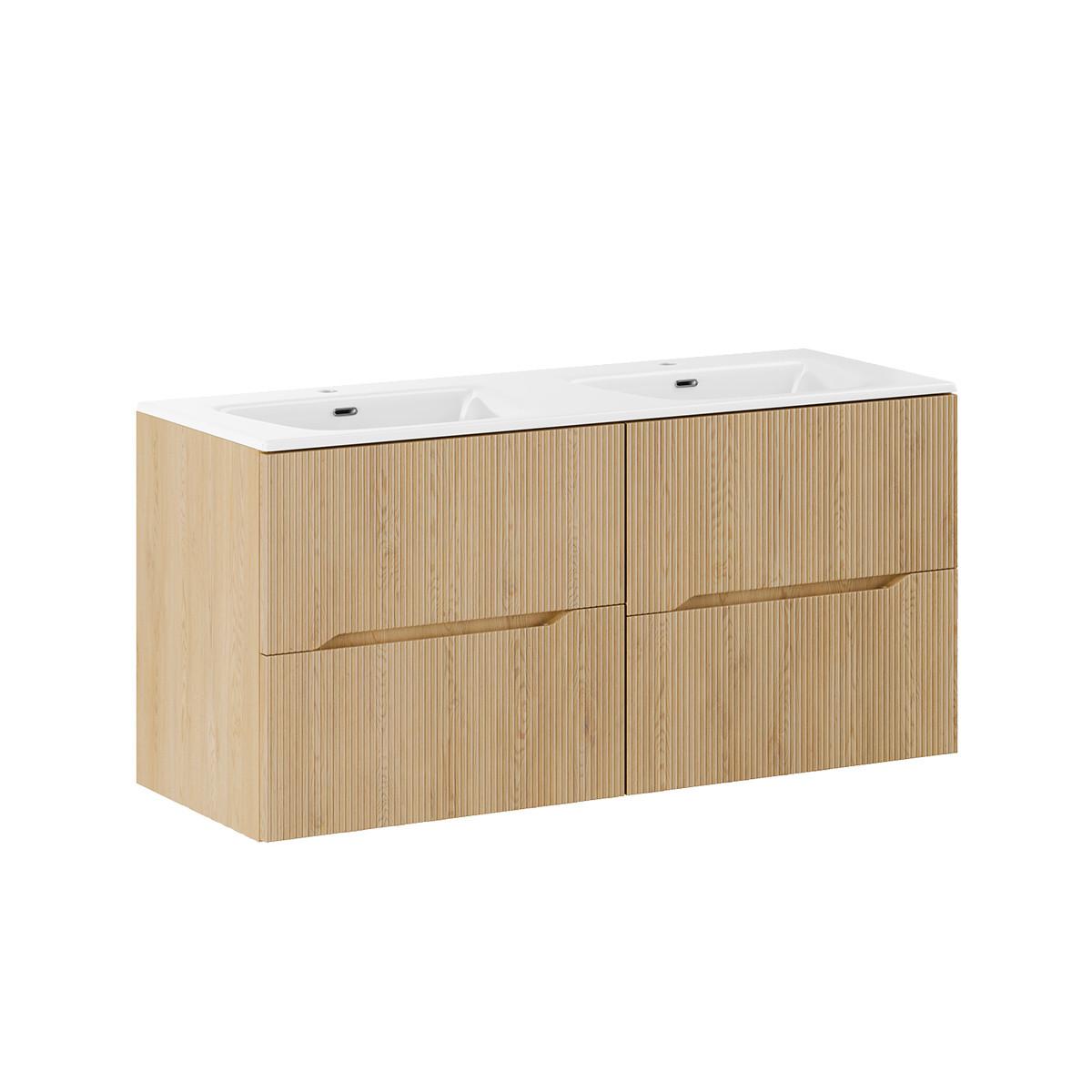 DOPPELWASCHTISCH 120.4cm Isaline Helle Eiche - Braun, Holzwerkstoff (120.4/57/46cm) - Petits-meubles