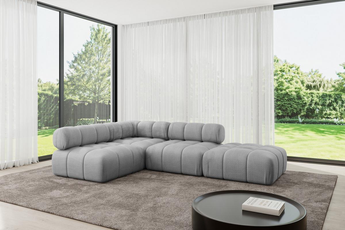 ECKSOFA modulares Sofa Favio-L1 - 285x190x70 cm Hellgrau Velours - Hellgrau, Holzwerkstoff/Textil (285/190cm) - ALTDECOR