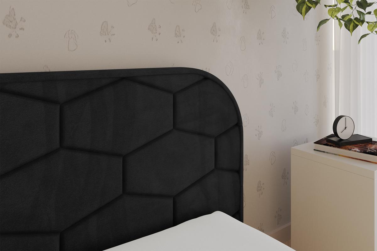 EINZELLBETT Jugendbett mit Bettkasten und Matratze H3/H4, Links - JAXY 90x200 Schwarz - Schwarz, Holzwerkstoff/Textil (90/200cm) - ALTDECOR