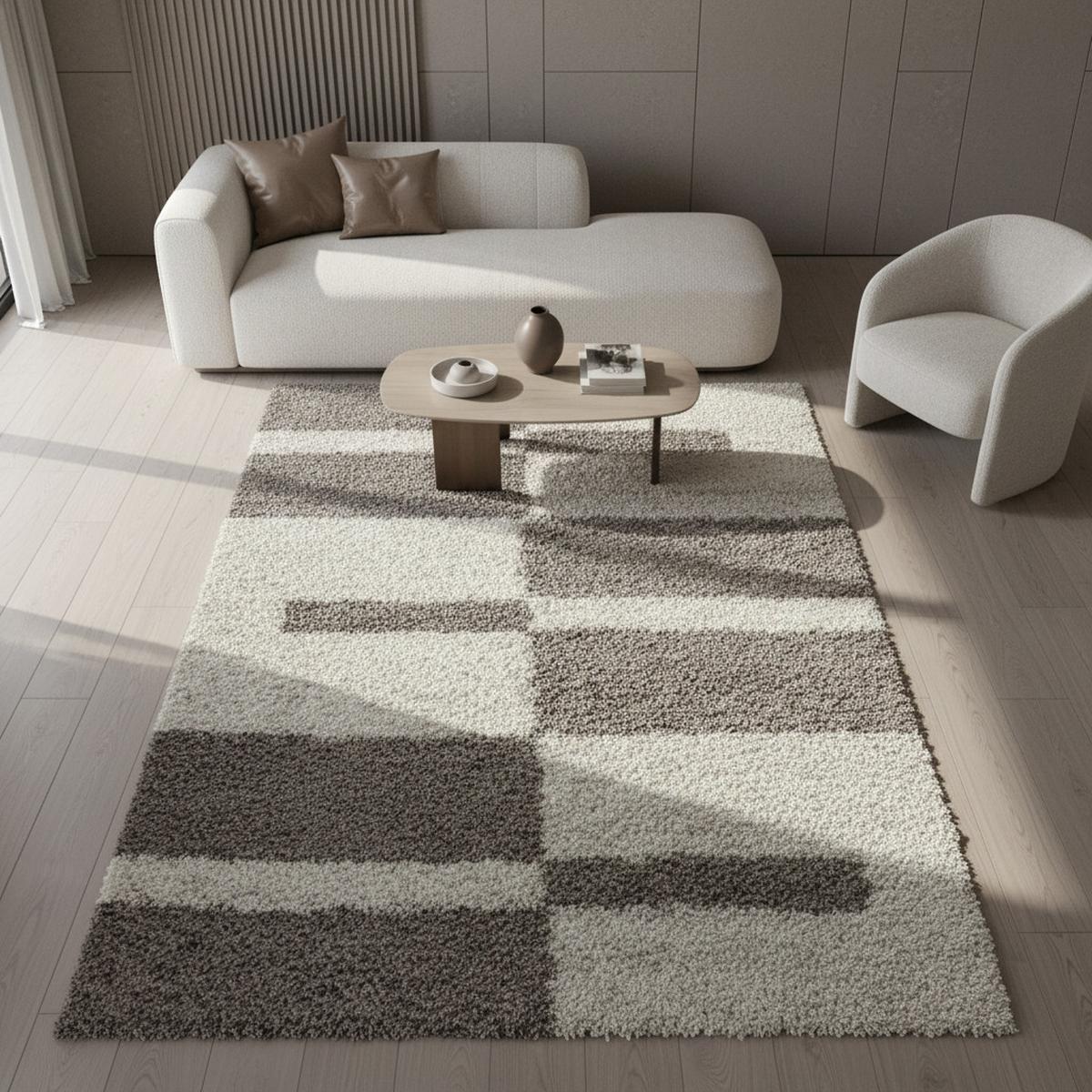 HOCHFLORTEPPICH WERFEN, kariert, Beige, 120 x 170 cm - Beige, Textil (170/120cm) - KADIMA DESIGN