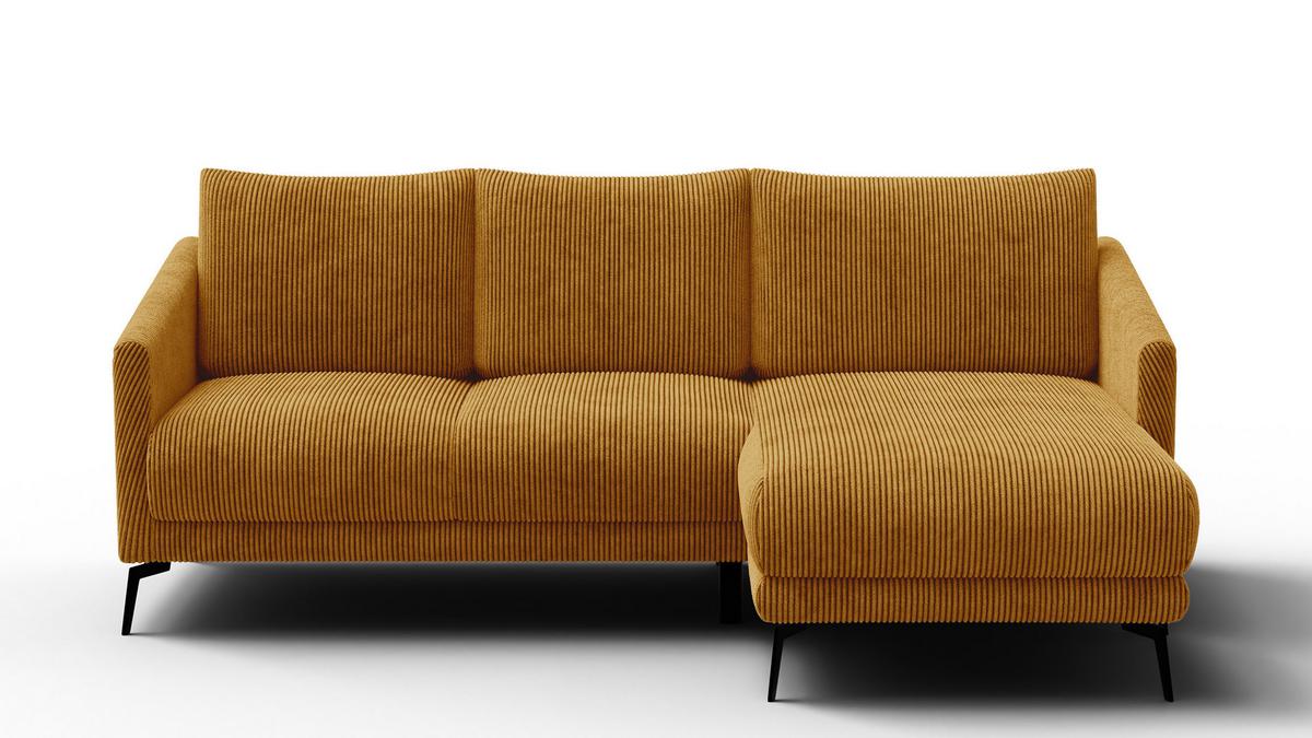 ECKSOFA VILT 3-Sitzer, safran - Gelb/Schwarz, Holzwerkstoff/Textil (221/156cm) - Wozimo