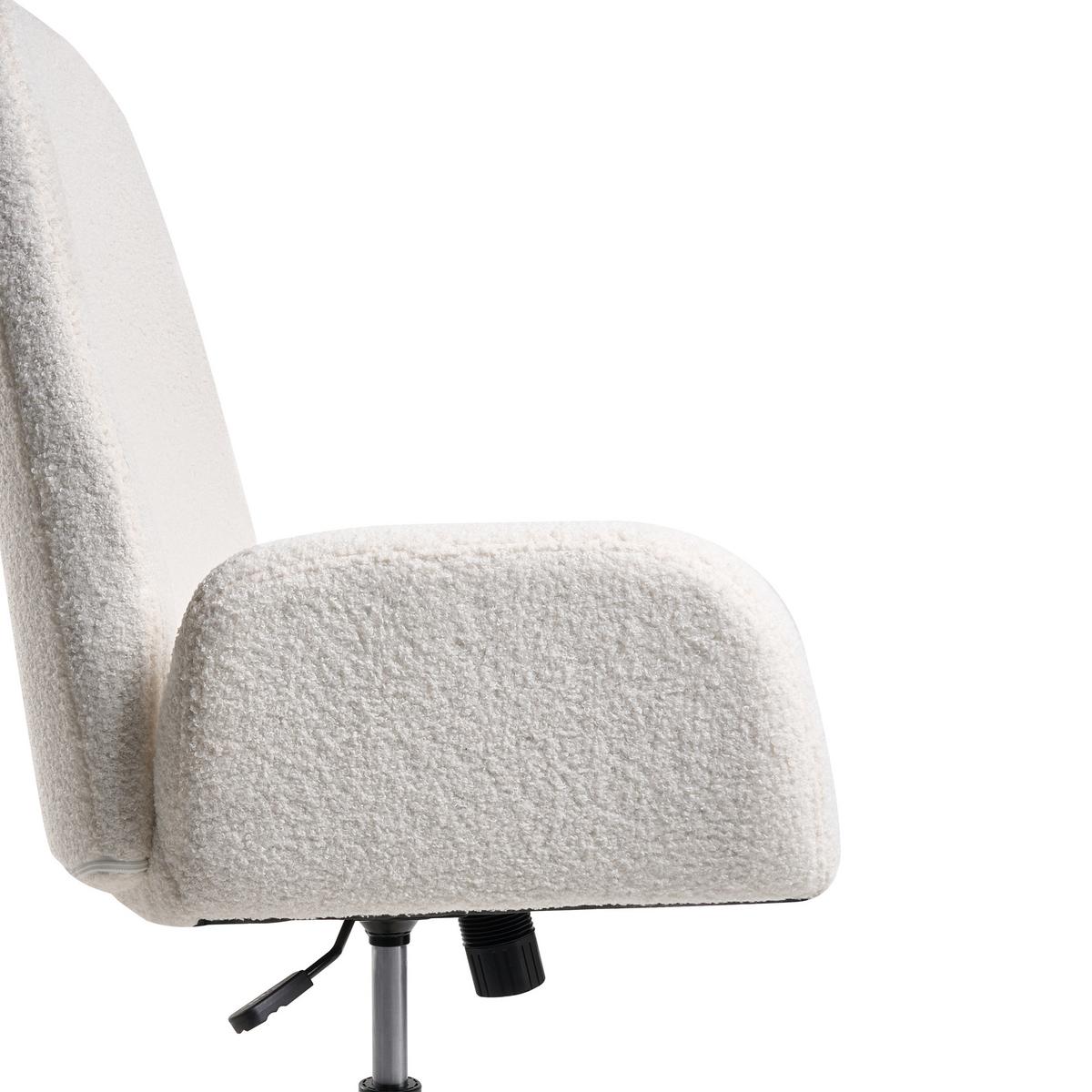 BÜROSTUHL Bouclé Weiß Clare - Weiß, Textil (62/100/64cm) - Beliani