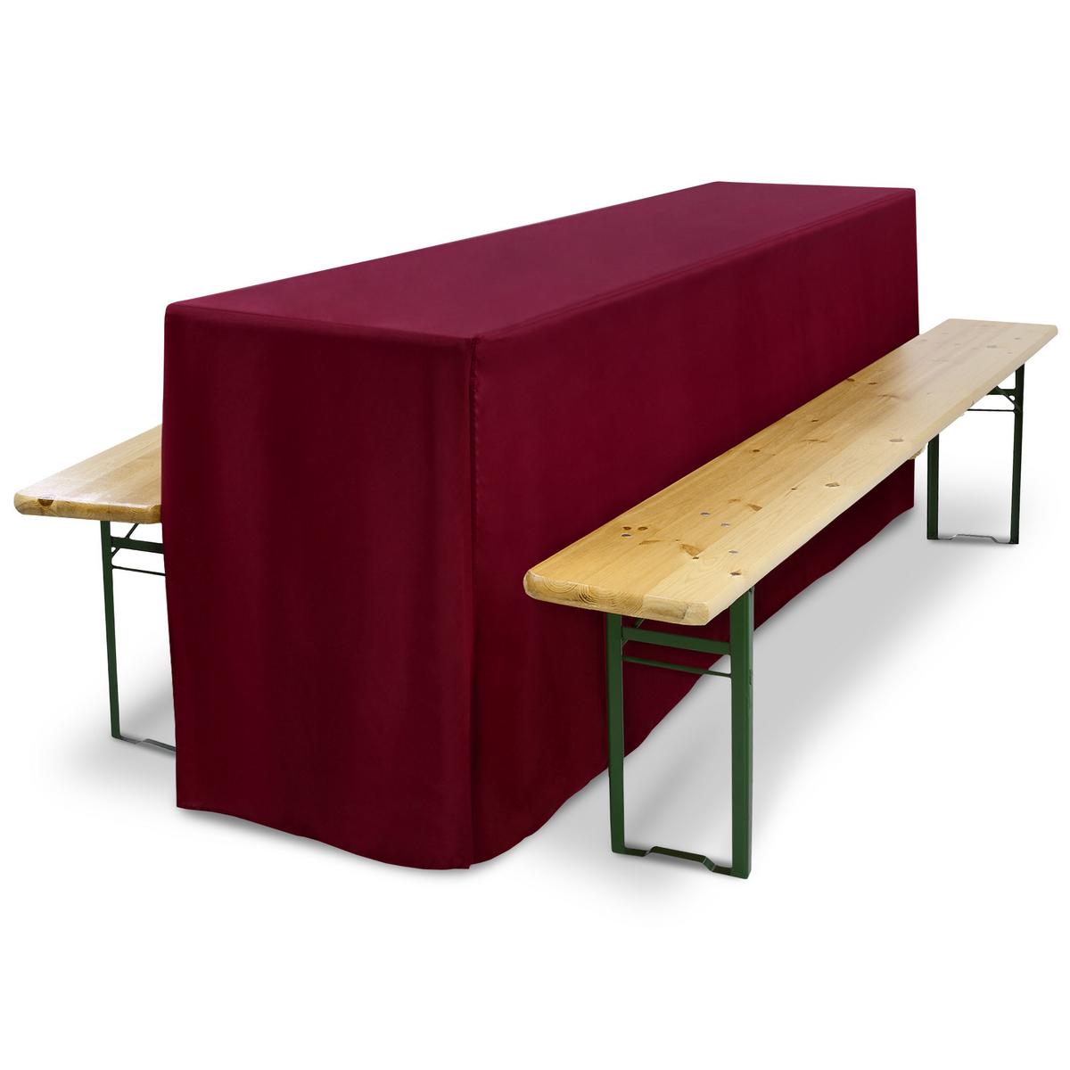BIERTISCHHUSSE Premium L 70 cm Bordeaux 3tlg - Bordeaux, Textil (70/220cm) - Beautissu 