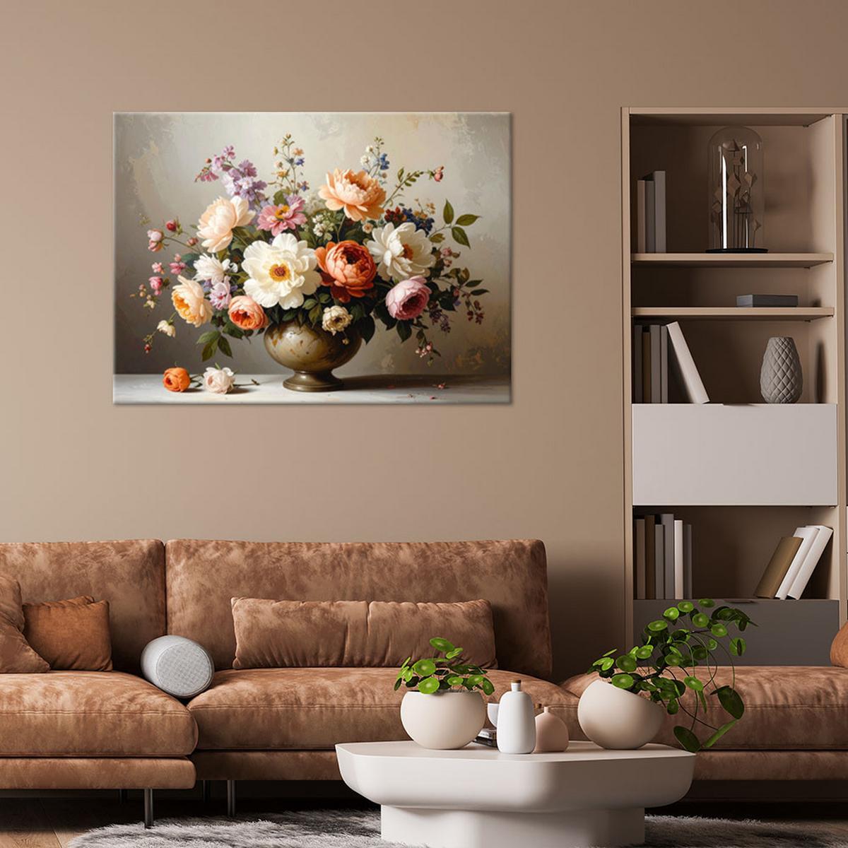 LEINWANDBILD Blumen 60x40cm - Beige, Textil (60/40cm) - Feeby