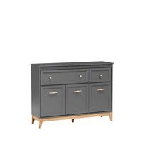 KOMMODE SUOLO 135,5/100/40,5cm mit 2 Schubladen 3 Türen Grau - Grau, Holzwerkstoff (135.5/100/40.5cm) - MASSENO