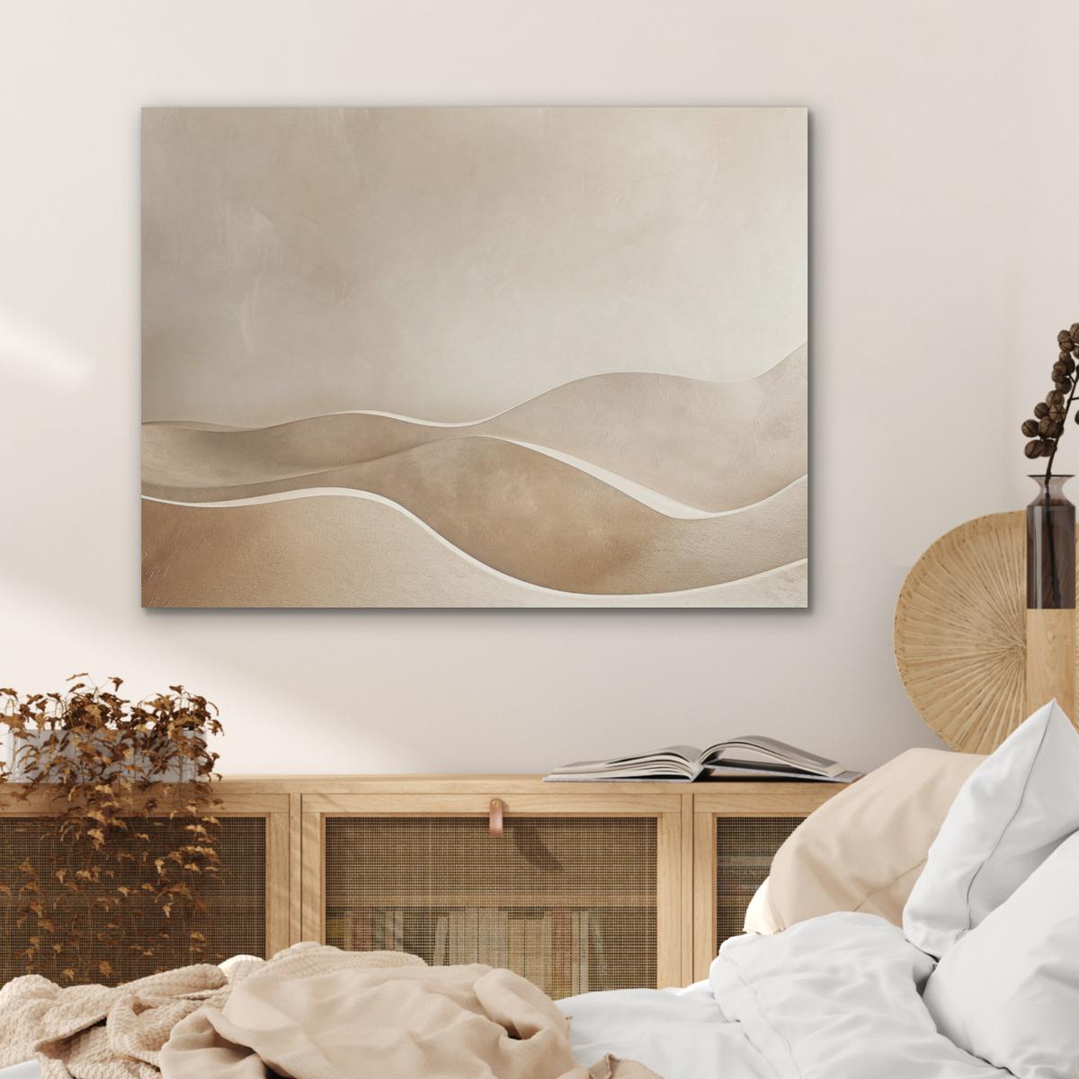AKUSTIKBILD Beige - Natur - Abstrakt - Modern Gemälde 80x60 cm - Beige, Kunststoff (80/60/0.9cm) - MuchoWow