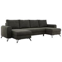 WOHNLANDSCHAFT AXEL U Velvet Dunkelgrau - Schwarz/Grau, Textil/Metall (312/90/140cm) - MKS