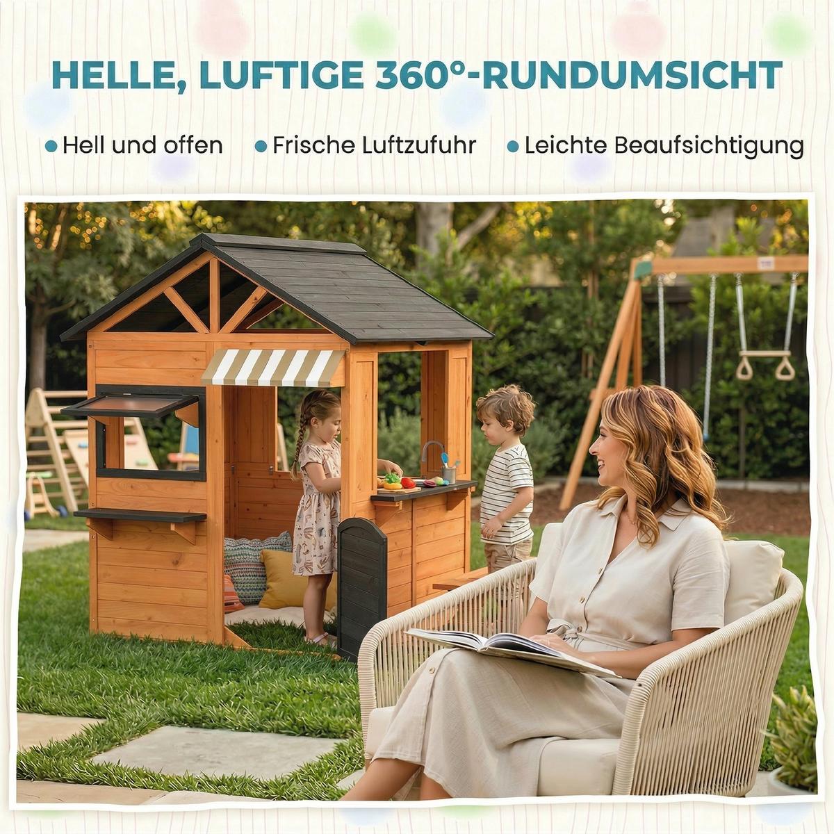 SPIELHAUS Tannenholz Braun - Braun, Holz (146/156/171.5cm) - AIYAPLAY