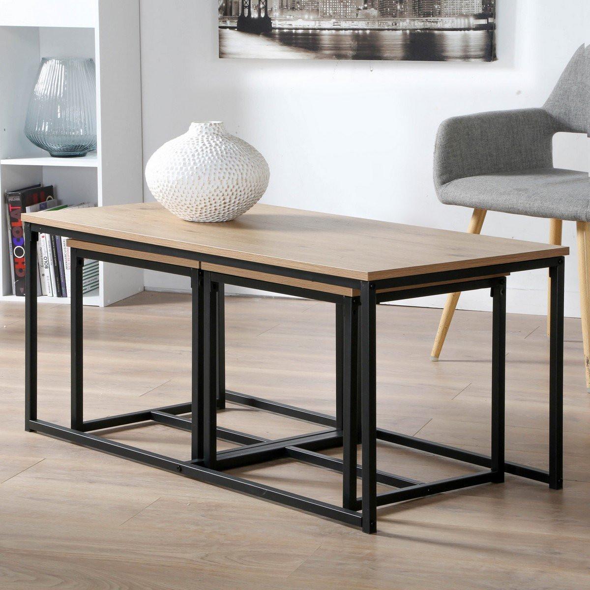 COUCHTISCHE zum Ausziehen im 3er Set - Eichefarben, Holzwerkstoff (100/50/45cm) - Calicosy