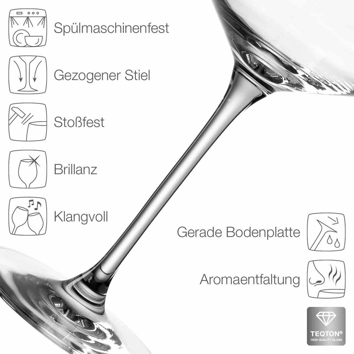 WEISSWEINGLÄSER GEEICHT Puccini Gastro-Edition transparent 0,2 l 6er Set - Transparent, Glas (0.2L) - Leonardo Living