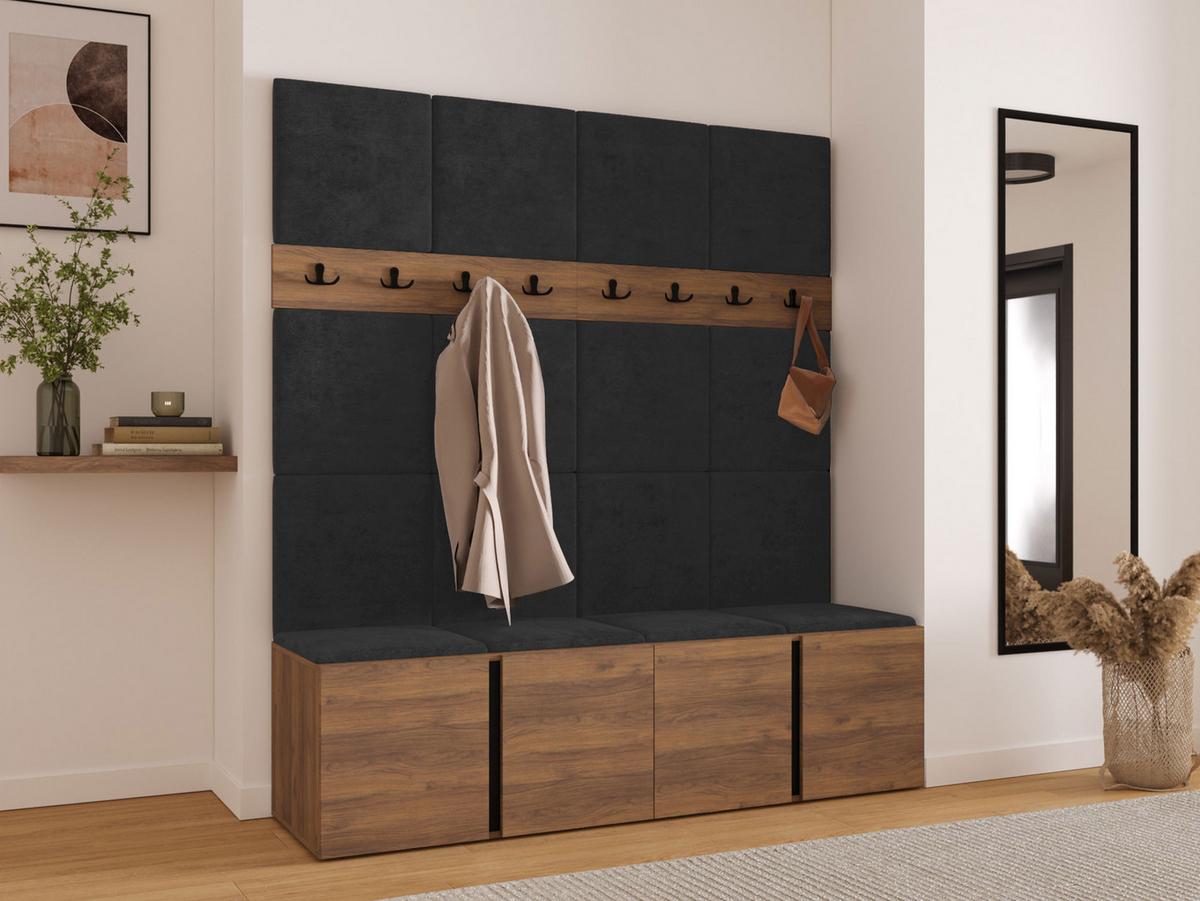 GARDEROBEN-SET Orion V - Anthrazit/Nussbaumfarben, Holzwerkstoff/Kunststoff (168/186/46cm) - MIRJAN24
