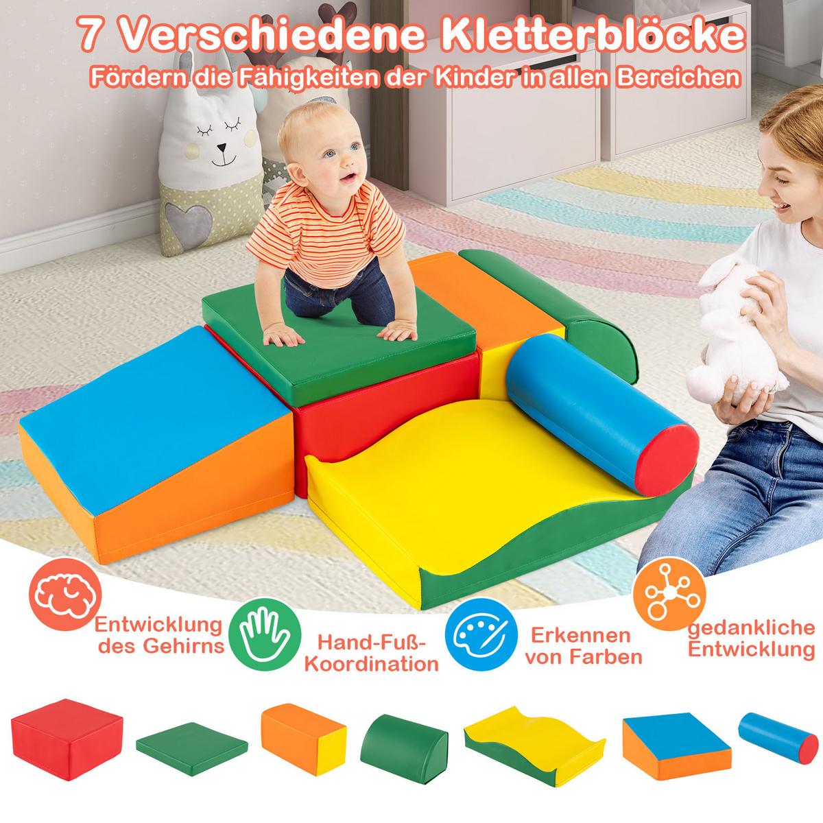 SCHAUMSTOFFBLOCK Farbig (7-teilig) - Multicolor, Leder (40/20/40cm) - COSTWAY