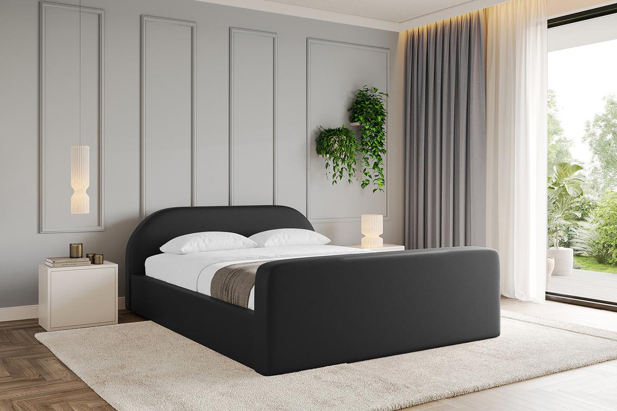 POLSTERBETT mit Bettkasten, Fußteil und Lattenrost, Boxbett mit Matratze H3/H4 - TIVON-Z-V1 180x200 Schwarz Kunstleder - Schwarz Hochglanz, Holzwerkstoff/Textil (180/200cm) - ALTDECOR
