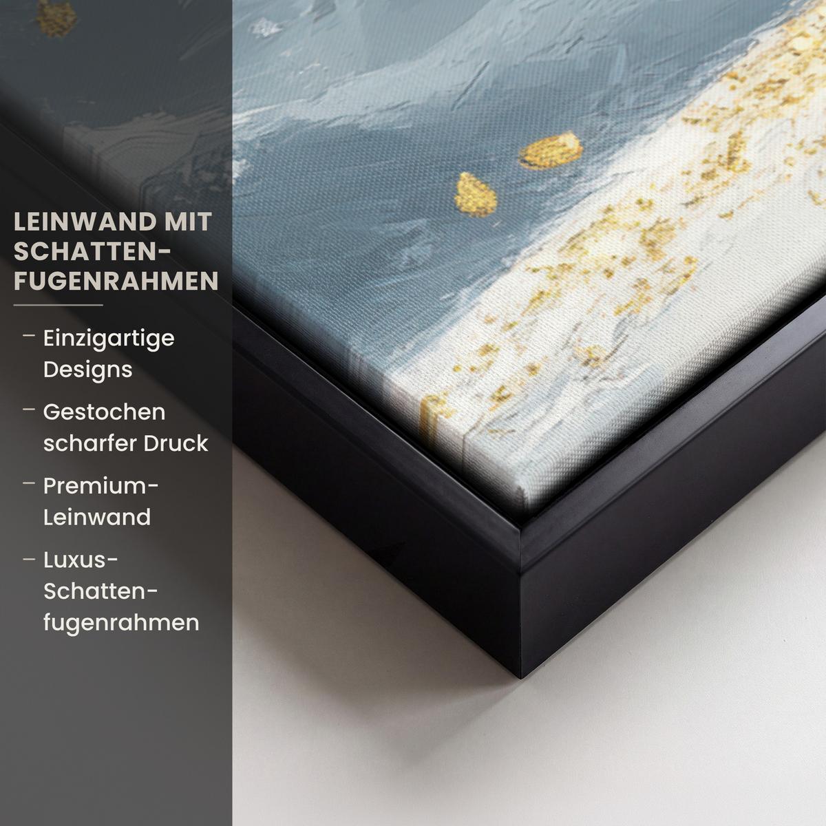 LEINWAND Bilder mit Rahmen - Baum - Winter - Baum des Lebens - Modern - Gold - 100x70 - Goldfarben, Textil (100/70cm) - MuchoWow