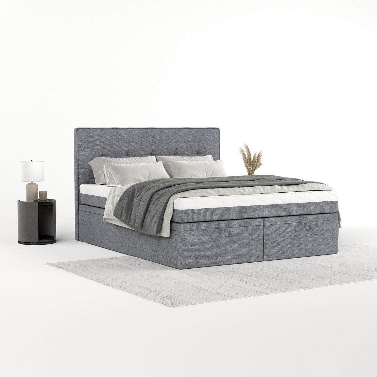 BOXBETT Arivo 160/200 cm Grau im Neve Stoff - Schwarz/Grau, Holz/Holzwerkstoff (160/200cm) - AltaBeds
