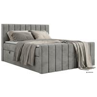 BOXBETT ALVER DUO 180/200 - Hellgrau Velvet - Topper T25 - H3 - Hellgrau/Schwarz, Kunststoff/Textil (180/200cm) - MKS