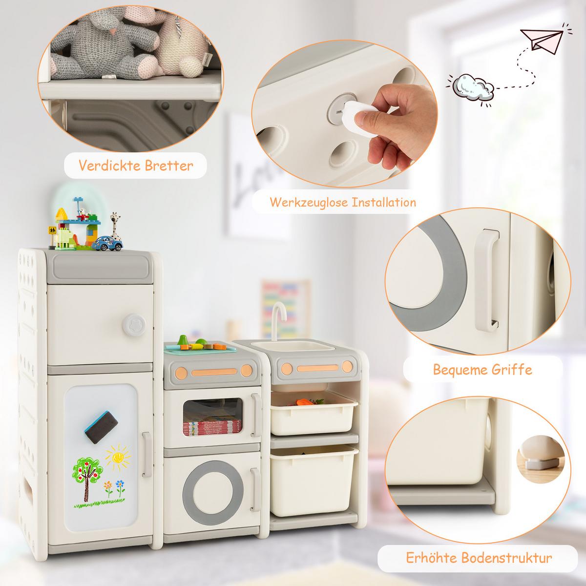 SPIELZEUGSCHRANK Für Kinder Beige - Beige, Kunststoff (116/98/38cm) - COSTWAY