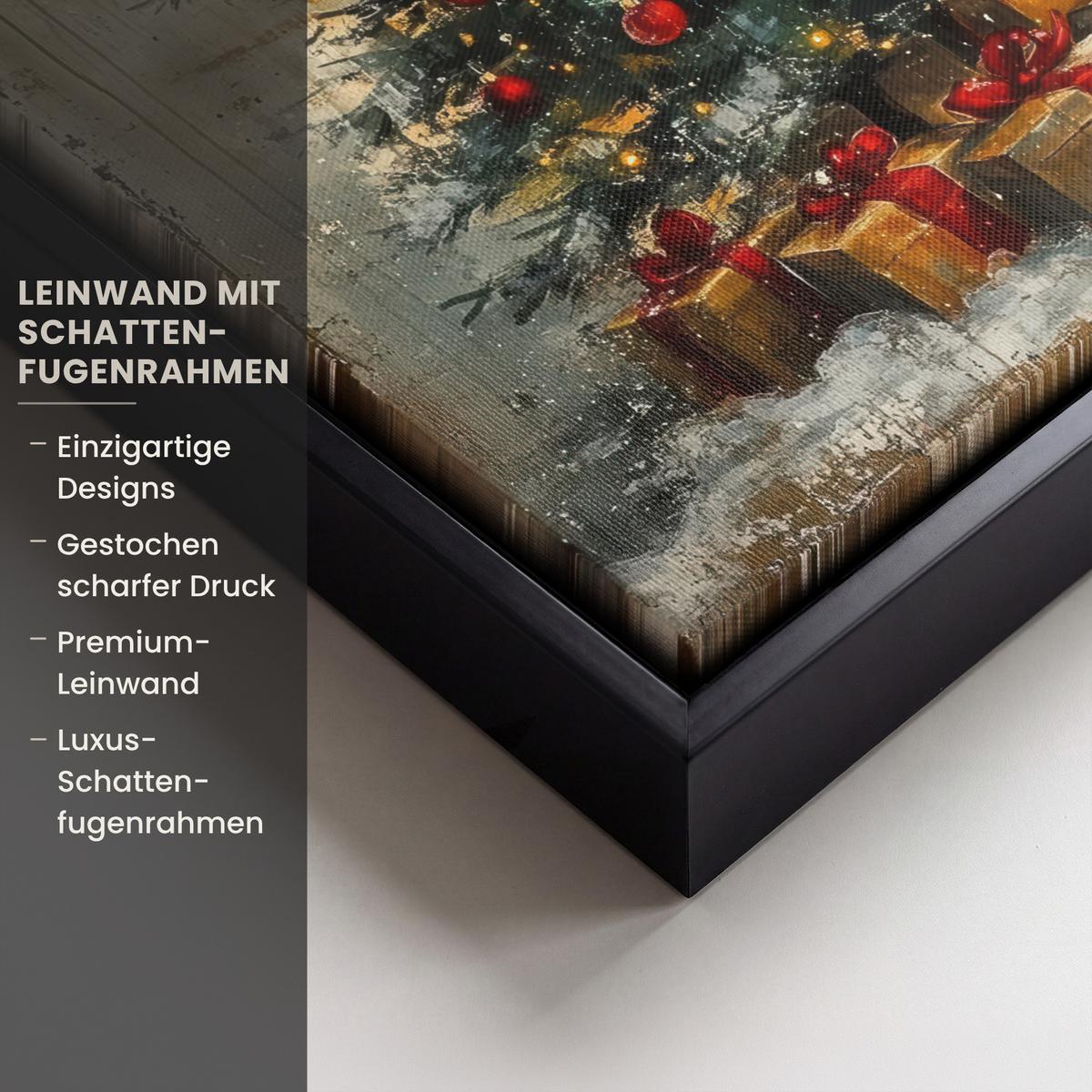 LEINWAND Bilder mit Rahmen - Weihnachtsbaum - Vintage - Weihnachten - Geschenk - 20x30 - Rostfarben, Textil (20/30cm) - MuchoWow